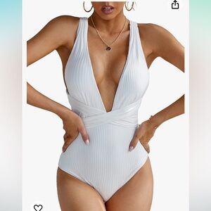 NWT MOLYBELL white one piece high waisted razorback swimsuit . S